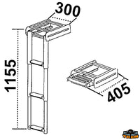 Retractable telescopic ladders 3 steps - Narrow model (for inflatable boats) - Steps 3 - Tubes Ø 19/25/32 mm - Open length mm880 [S3103245]