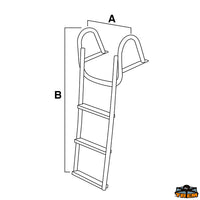 Boarding ladder with grabrail wooden steps 3 steps - Steps 1+2=3 - Standard ladder type - A Total width 360 mm - Step width mm280 [S1922003]