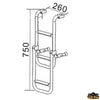 Folding boarding ladder for transom 3 steps - Steps 2 + 1 = 3 - Length 750 mm - Width 260 mm - Wheelbase mm240 [S1025003]
