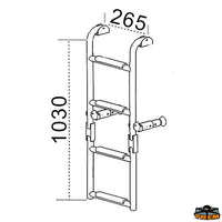 Folding boarding ladder for transom 3 steps - Steps 1 + 2 = 3 - Length 730 mm - Width 265 mm - Wheelbase mm245 [S0725003]