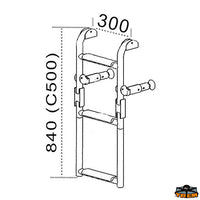 Folding boarding ladder for transom 4 steps - Steps 2 + 2 = 4 - Length 1070 mm - Width 300 mm - Wheelbase mm280 [S0530004]