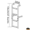 Folding boarding ladder for transom 4 steps - Steps 2 + 2 = 4 - Length 1070 mm - Width 300 mm - Wheelbase mm280 [S0530004]