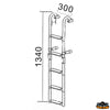 Folding boarding ladder for transom 5 steps - Steps 2 + 3 = 5 - Length 1340 mm - Width 300 mm - Wheelbase mm280 [S0630005]