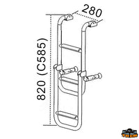 Stainless steel aisi 316 folding boarding ladder with wooden steps 5 steps - Steps 3 + 2 = 5 [S0928005]