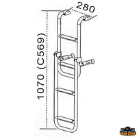 Stainless steel aisi 316 folding boarding ladder with wooden steps 4 steps - Steps 2 + 2 = 4 [S0928004]