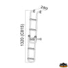 Stainless steel aisi 316 folding boarding ladder with wooden steps 5 steps - Steps 3 + 2 = 5 [S0928005]