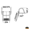 Telescopic swim ladder with lightened handles 4 steps black color - Article Black steps - Steps 4 - Tubes Ø 19/25/32/38 mm - Open length mm1200 [S1904120]