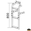 Folding boarding ladder for transom 3 steps - Steps 1 + 2 = 3 - Length 800 mm - Width 210 mm - Wheelbase mm190 [S1103076]