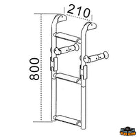 Folding boarding ladder for transom 3 steps - Steps 1 + 2 = 3 - Length 800 mm - Width 210 mm - Wheelbase mm190 [S1103076]