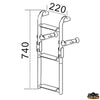 Folding boarding ladder for transom 3 steps - Steps 1 + 2 = 3 - Length 740 mm - Width 220 mm - Center distance mm200 [S1123003]