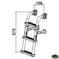 Folding boarding ladder for transom of small leisure boats 3 steps - Steps 1 + 2 = 3 - Length 575 mm - Width 156 mm - Wheelbase mm135 [S1100003]