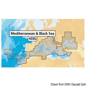 Navionics XL9-43XG nautical chart Mediterranean, Black Sea, Canaries and Azores