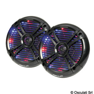 Pairs of 2-way speakers w/RGB programm.LEDs 6.5 black