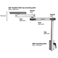 Lagun Table Leg System 500mm Leg & Double Arm - Frame & Mounting Plate