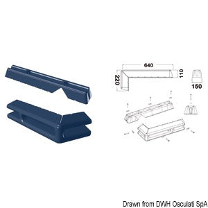 Marina and pile fender 640 + 220 mm blue