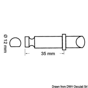 Plastic/brass rowlock 12 x 35 mm