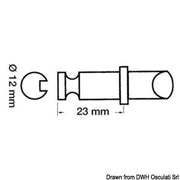 Plastic/brass rowlock 12 x 23 mm