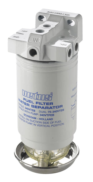 VETUS water separator/fuel filter, single, 10micron, max. 620l/h