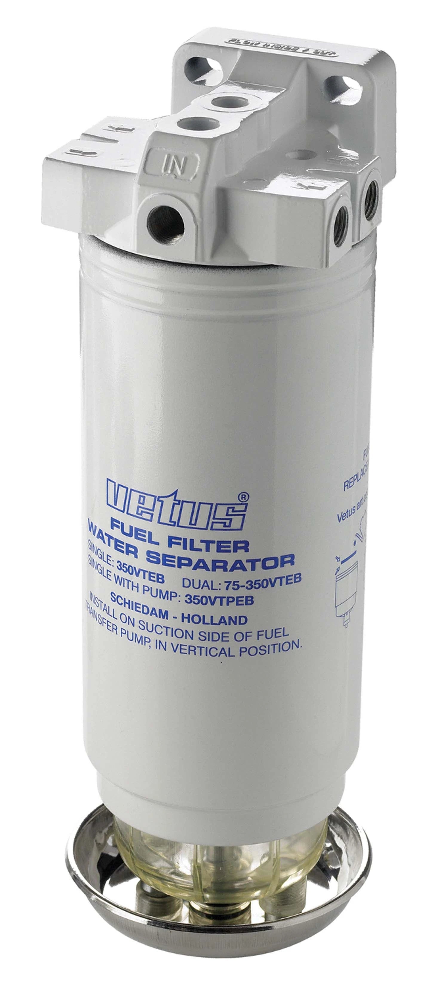 VETUS water separator/fuel filter, single, 10-micron, max. 800l/h