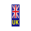 UK Plate Sticker with Union Jack 40 x 110mm (Yellow UK)