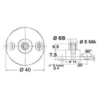 Base with pin Ø 8 mm