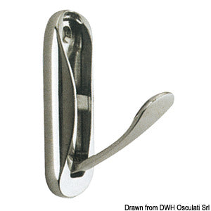 Foldaway coat hook chromed brass 75x25 mm