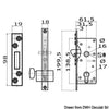 Yale-type external lock 16/38 mm w/projecting hook