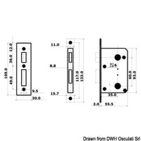 Lock for toilets and cabins external right, internal left