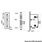 Lock for toilets and cabins external right, internal left