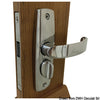 Magnet-operated lock with strike plate