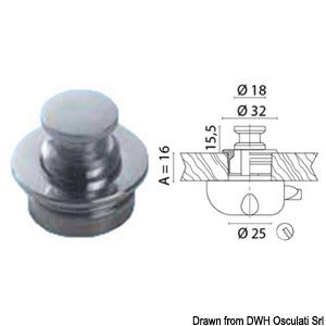 Chromed brass knob 23 mm