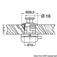 Push-lock nylon/chromed brass 16 mm