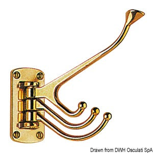 Chromed brass 4-hook coat hanger 81x39 mm