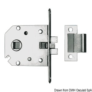 Recess-fit simple lock chromed brass 68x60x9 mm