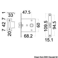 Recess-fit simple lock chromed brass 68x60x9 mm