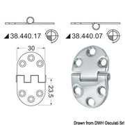 Hinge w/standard pin 2mm 47x30 mm