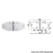 Large hinge 230x100 mm