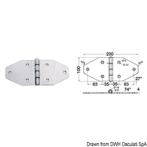 Large hinge 230x100 mm