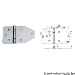Large hinge 180x100 mm