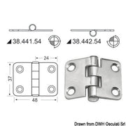 Hinge reversed pin 48x37 mm