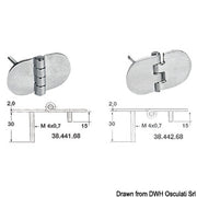 Hinge standard pin mirror polished S 68.5x38,5 mm