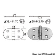 Hinge reversed pin 68x39 mm