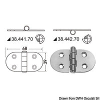 Hinge standard pin 68x39 mm