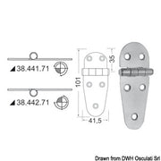 Hinge reversed pin 107x39 mm