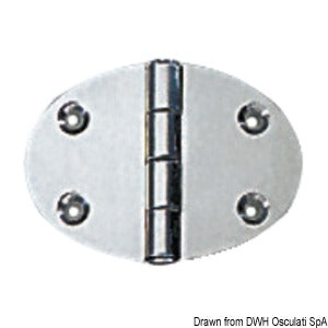 Oval hinge 48x67 mm stud mounting 2 mm