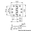 SS hinge 102 x 102 x 4 mm