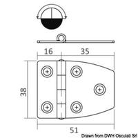 SS hinge 51.5x27 mm