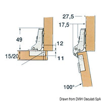 Spring hinge 5-9 mm 94x54 mm