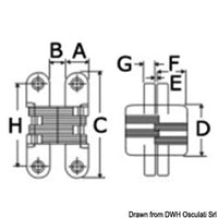 Hidden hinge 69 mm 2 pcs. package
