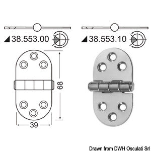 Hinge w/central pin 76x38 mm